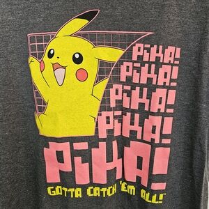 Pokemon Pikachu Gray Pink Yellow Kids Girls Boys Tee Size 2XL Soft